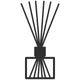 Line art displaying a luxury reed diffuser bottle filled with a dense bundle of six reeds to achieve maximum fragrance intensity.