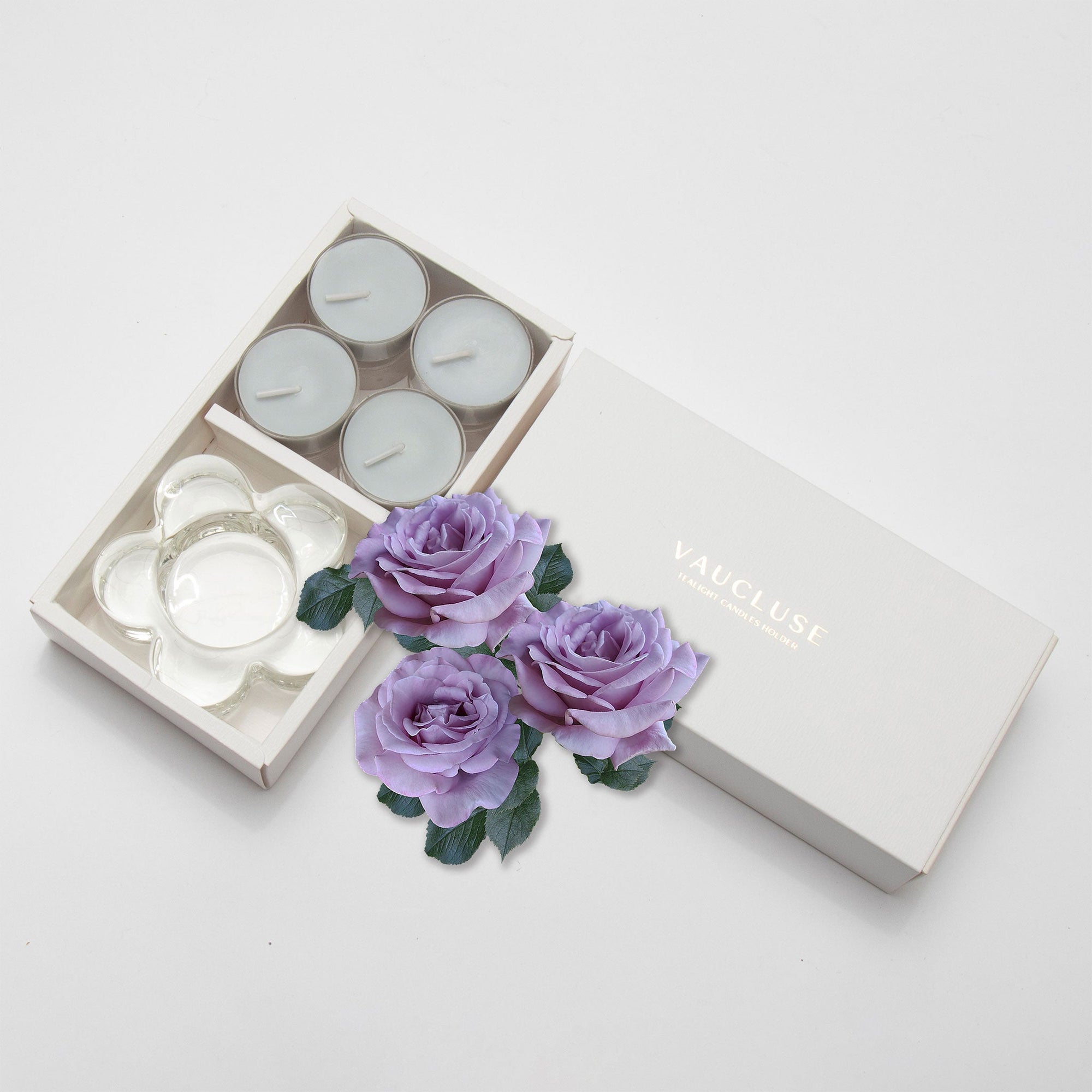 Velvet Tealights and Candle Holder Set (Flower shape) - VAUCLUSE