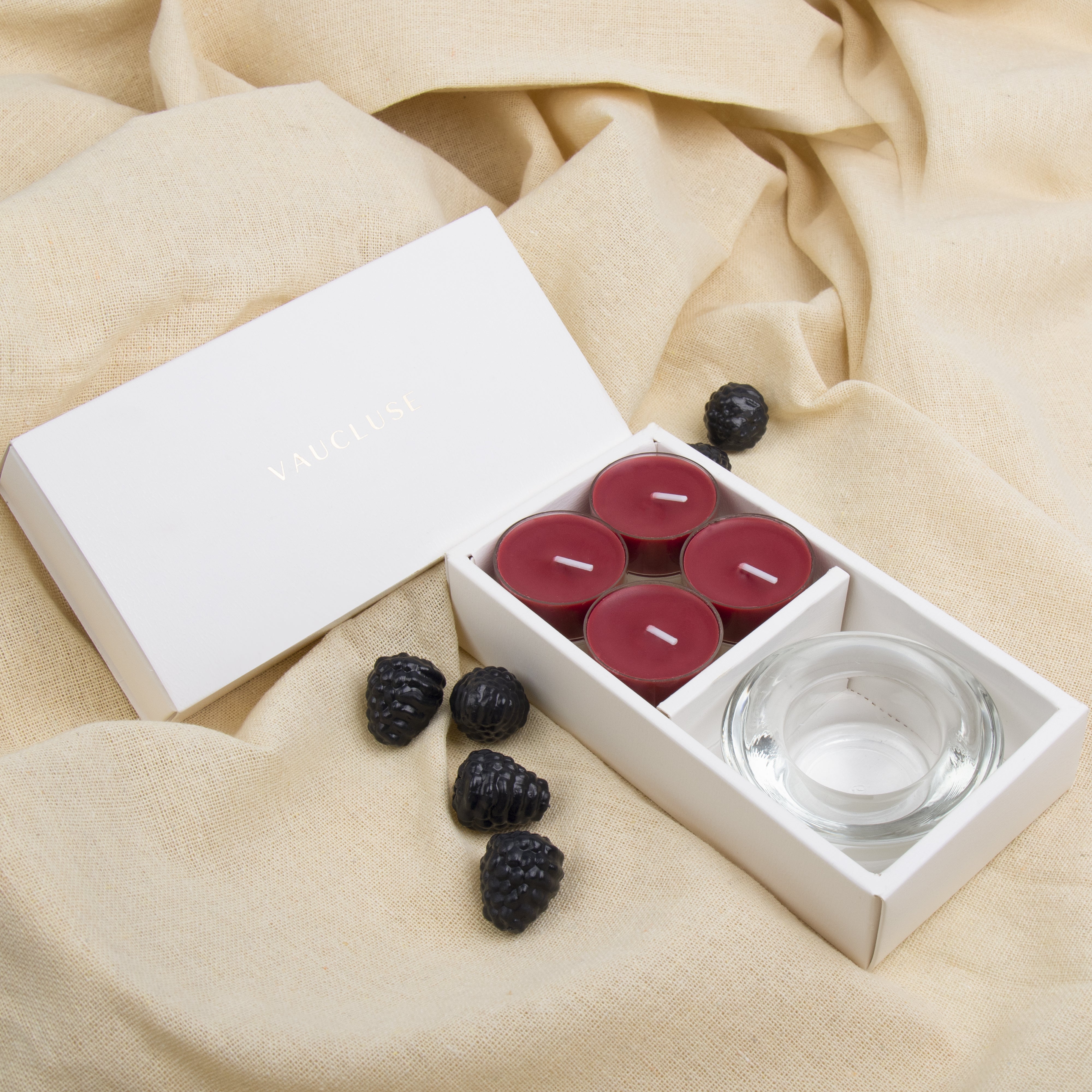 Blackberry Tealights and Candle Holder Set - VAUCLUSE