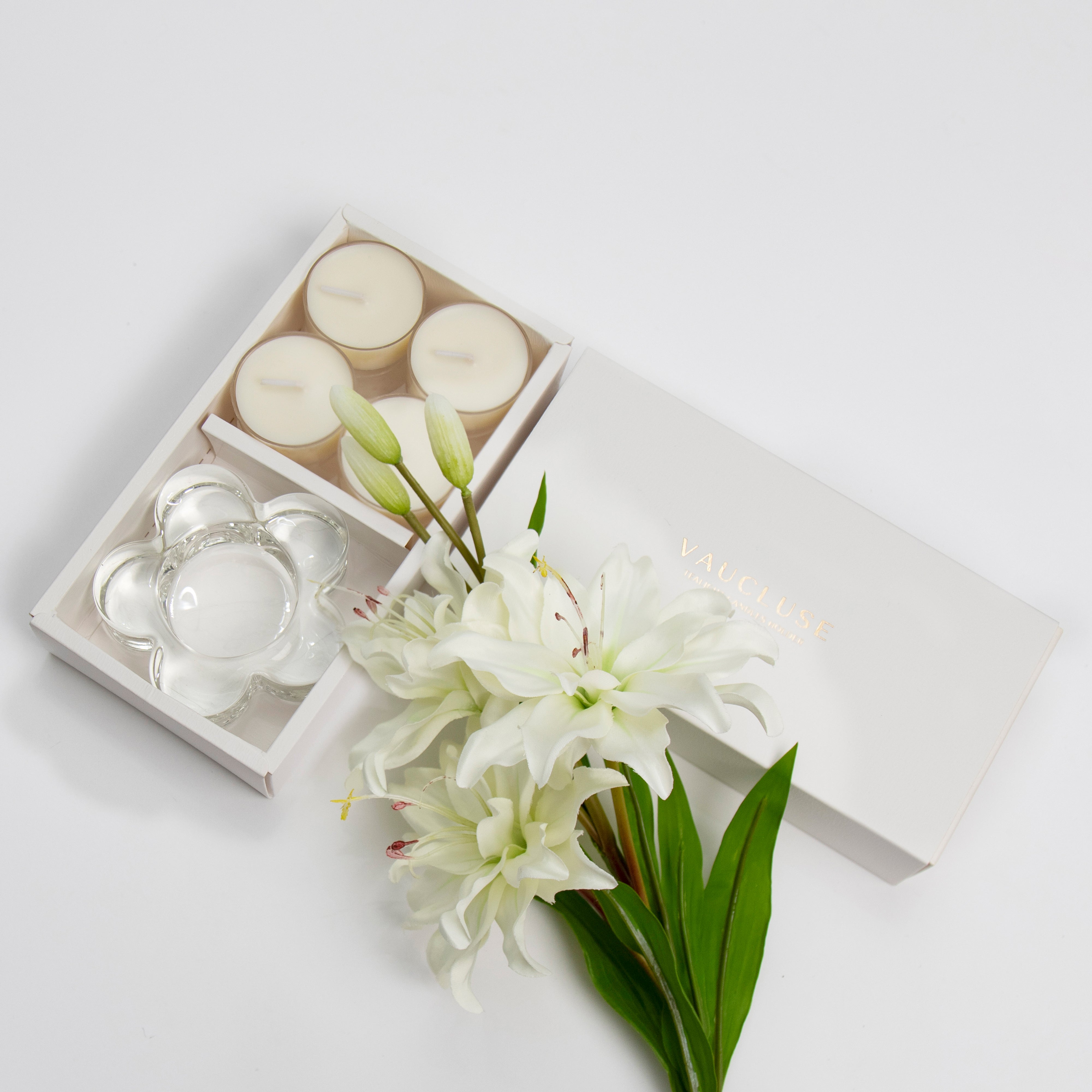 Lily Tealights and Candle Holder Set (Flower shape) - VAUCLUSE